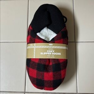 Old Navy Red and Black Plaid Slipper Socks